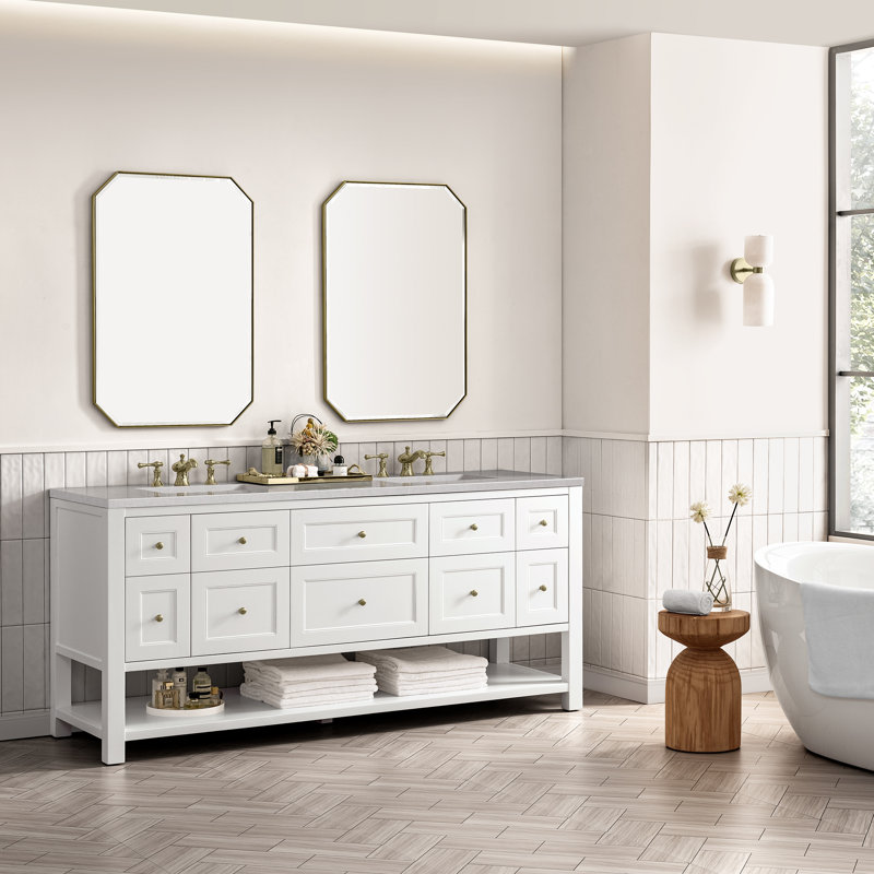Breckenridge 72'' W Double Vanity, Bright White, 8" Widespread, Tajnar Eclos