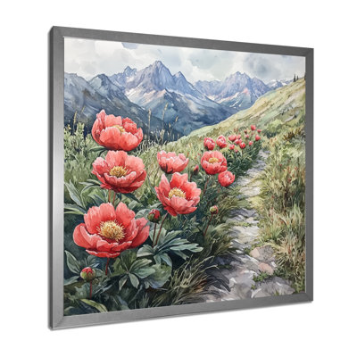 Genovevo, pivoines et sommets d'été, montagne IV - pivoines, art mural