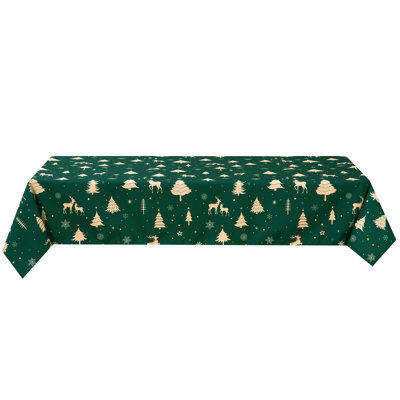 Waterproof Washable Christmas Tablecloth with Deer Pattern | Festive Polyester Cover for Dining Room, Kitchen & Holiday Parties