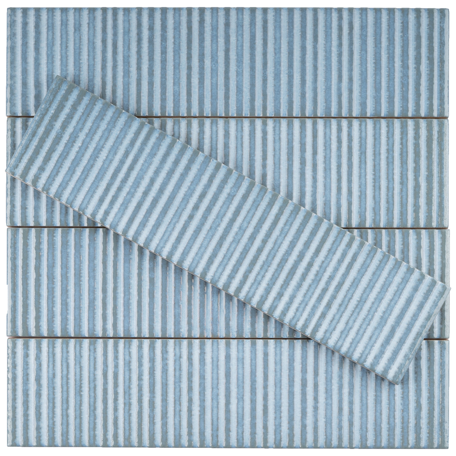 Soldeu 3" x 12" Ceramic Subway Tile, Aqua Blue