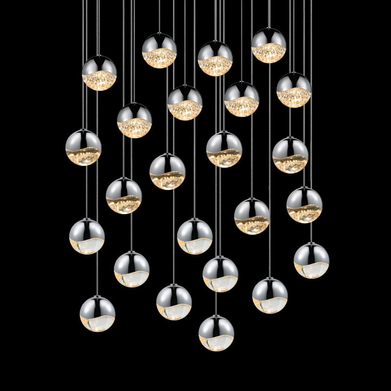 Grapes 24 - Light LED Pendant, Polished Chrome, 3.25" H x 26.25" W x 26.25" D, Clear