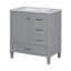 Meuble-lavabo moderne de 30 po avec lavabo, structure en bois massif gris, porte à fermeture en douceur et 3 tiroirs pour un rangement élégant-36515897-36515896