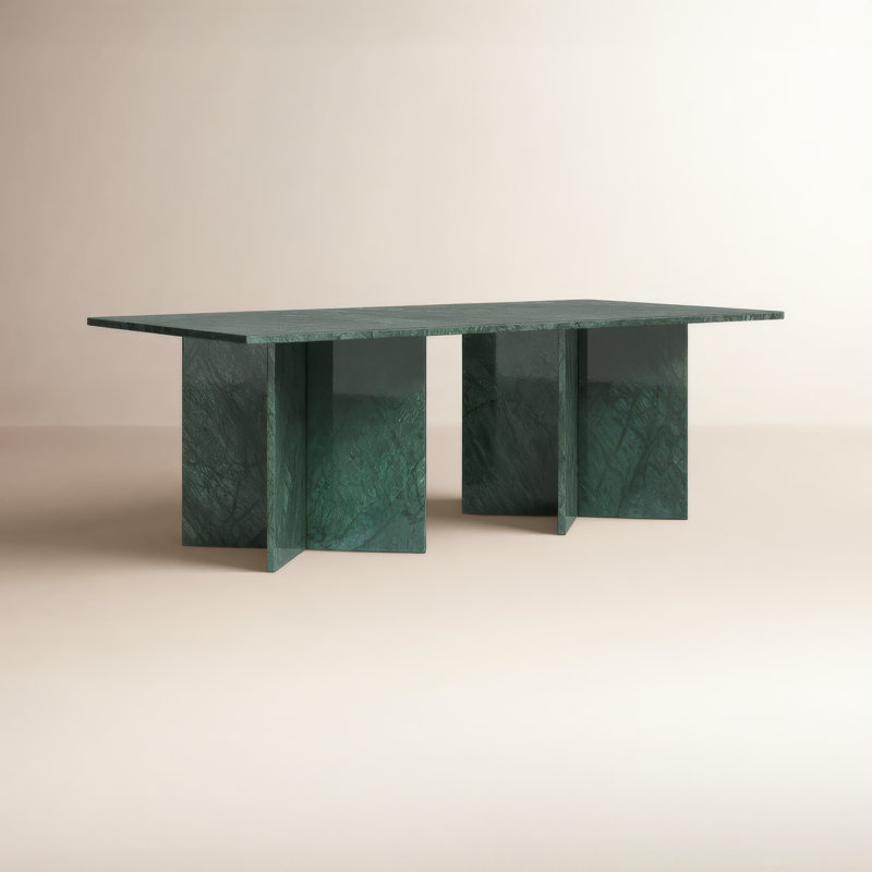 Verona Cross Legs Coffee Table, Green Marble