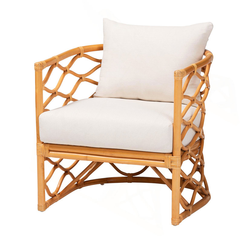 Fauteuil bohémien en rotin miel clair