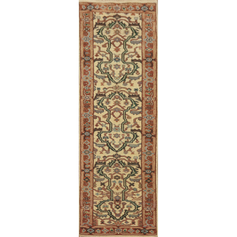 Tapis de couloir unique en coton 9 pi 10 po x 2 pi 6 po beige et ivoire