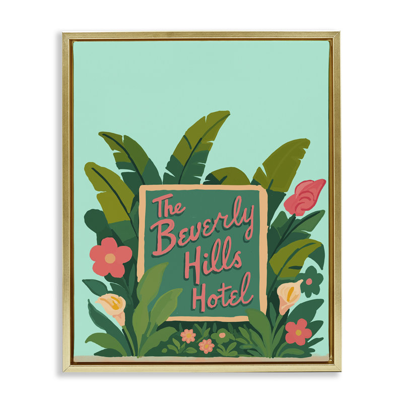 Cadre flottant Beverly Hills Hotel, design par Amelia Noyes, Cadre flottant métallique doré, H 31 po x l 25 po