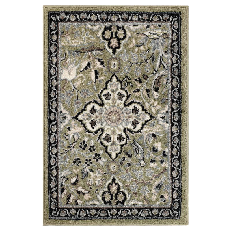 Centerburg Floral Medallion Polypropylene Indoor Area Rug, Rectangle 2' x 3'
