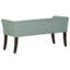 Banc compact bleu sarcelle avec dossier rembourré, rembourrage en fibres et structure en bois massif - sièges confortables, facile à assembler, détails de passepoil décoratifs élégants dans le vestibule, accoudoir en mélange de lin optimal