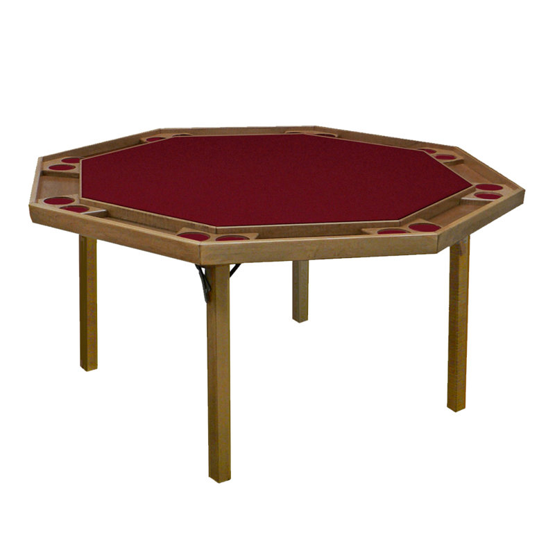 Table de poker Classic, L 57 po x P 57 po x H 29,5 po, Bois fruitier / noyer, Feutre bourgogne