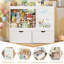 Organisateur de rangement pour jouets H 37,4 "avec rangement pour animaux en peluche, planche à dessin magnétique, armoire de rangement cubique, 2 tiroirs mobiles, bibliothèques en bois pour enfants pour chambre à coucher, salle de jeux, salon, blanc-2066788773