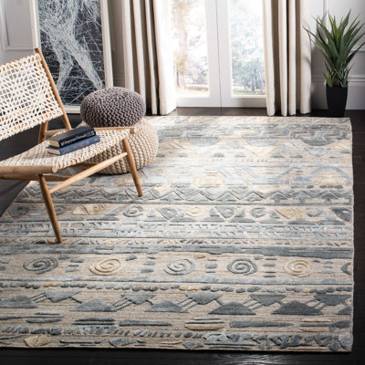 Tapis beige / bleu clair Bourge