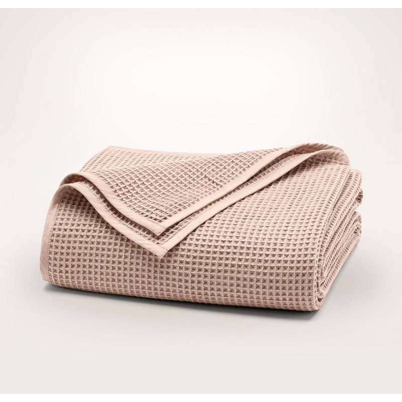Waffle Bed Blanket, King, Dusty Rose