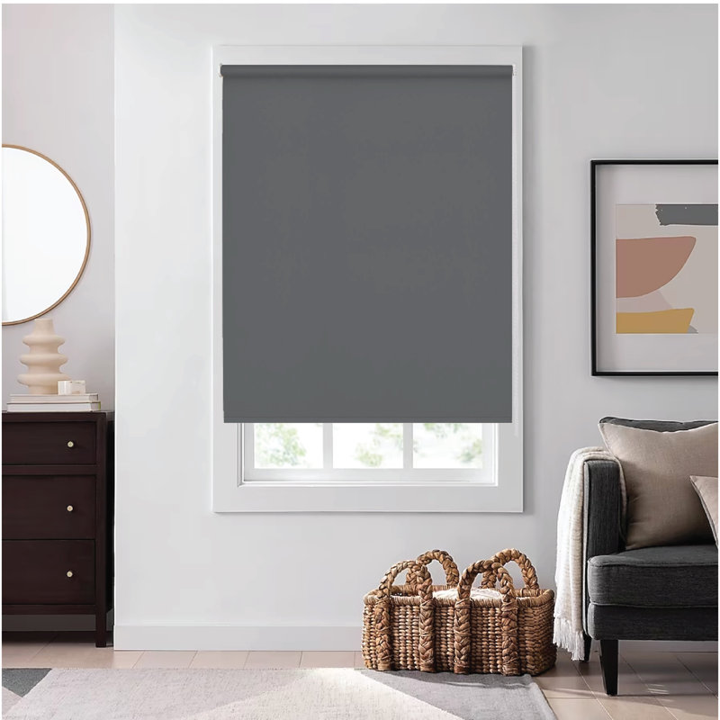 Thermal Blackout Roller Blind - Trimmable Cut to Size - Heavy Duty Metal Tube, Grey, 165 cm L x 60 cm W