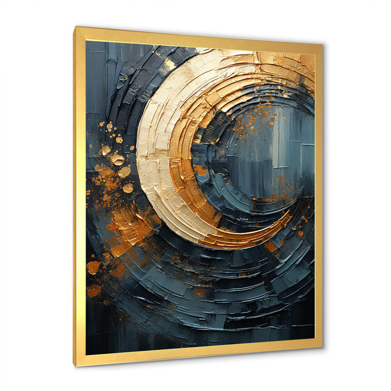 Impression sur toile Golden Twilight Spiral I - Abstract Spirals, Encadrement doré, H 44 po x l 34 po x P 1,5 po