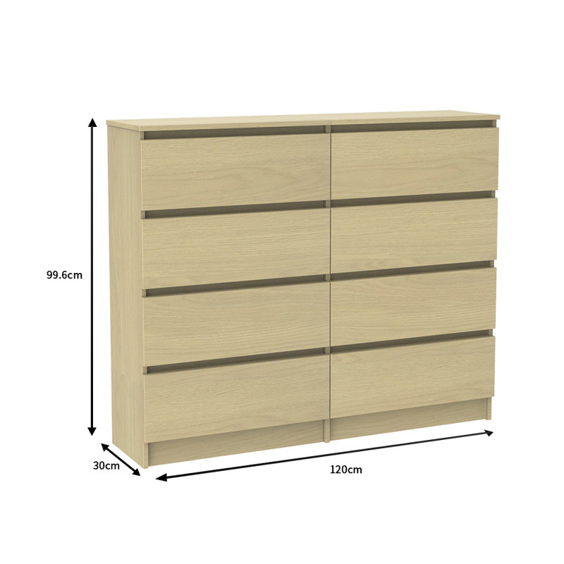 Majesta 120cm W 8 - Drawer Chest of Drawers, Oak