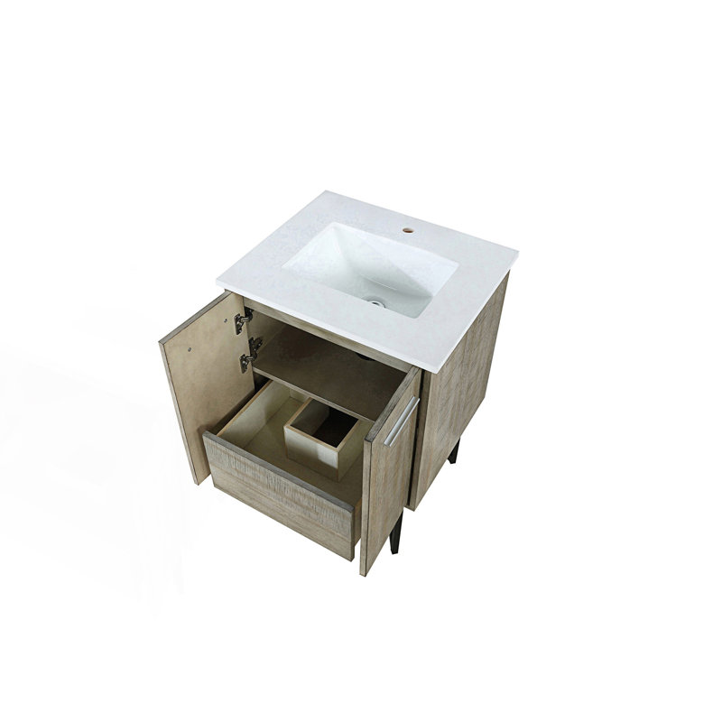 24 po X P 20 po Meuble-lavabo D avec comptoir en quartz blanc, 24"