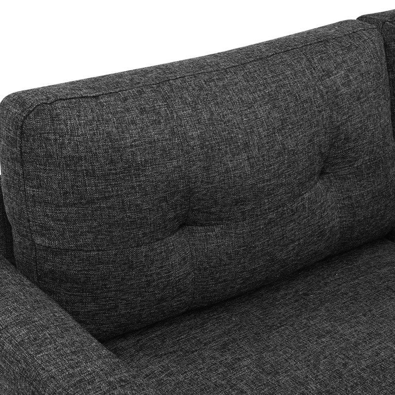 Canapé 2 places de style Mid-Century Modern, revêtement gris foncé, 172 cm de large, idéal pour étudier, se détendre la fin de semaine ou simplement pour une pause.