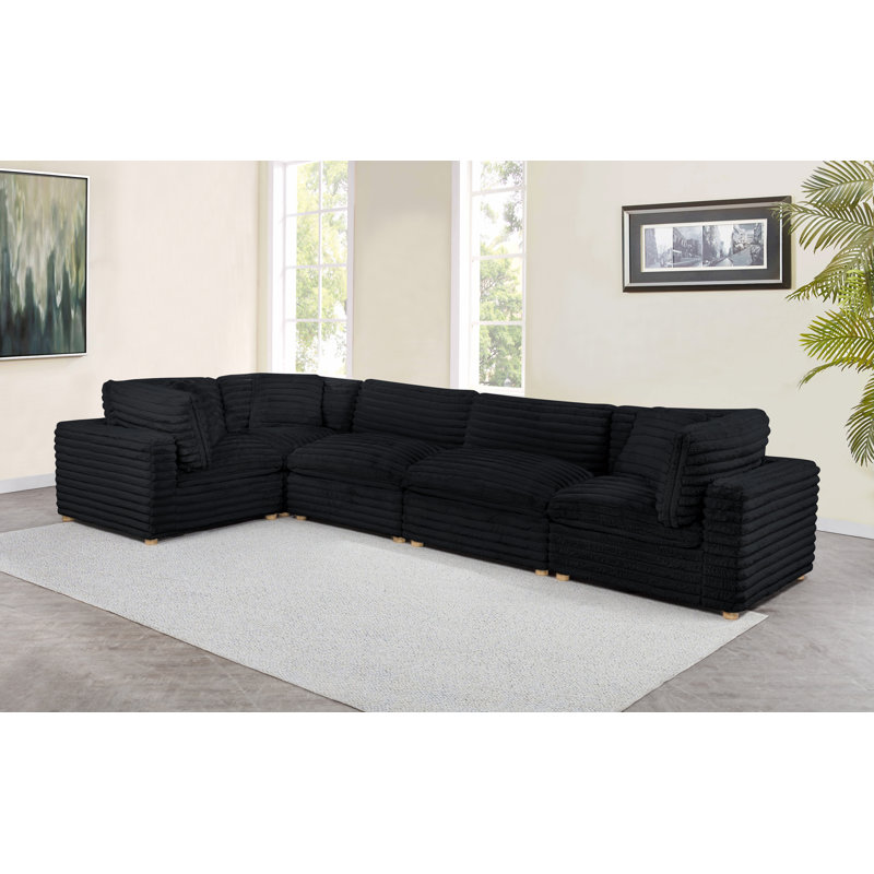 Ensemble modulaire 5 pièces en velours côtelé, Noir