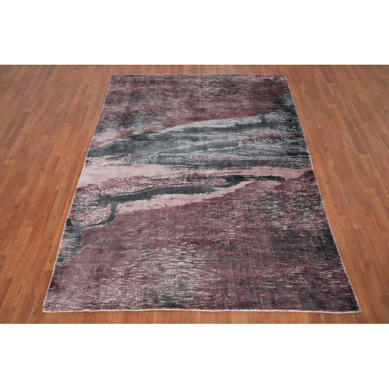 Tapis oriental abstrait fait à la main 6 x 8