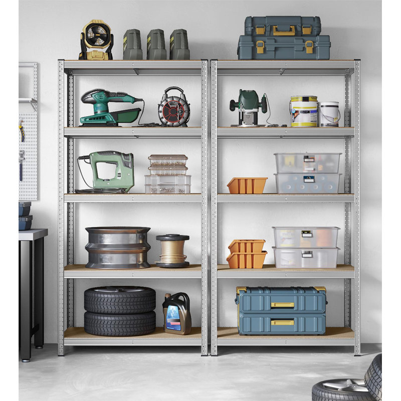 Kris Metal Height -Adjustable Shelving Unit, 200cm H x 50cm W x 100cm D, Silver