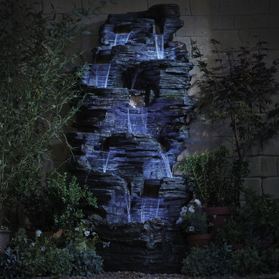 Outdoor Weather Resistant Cascade Fountain with Lights