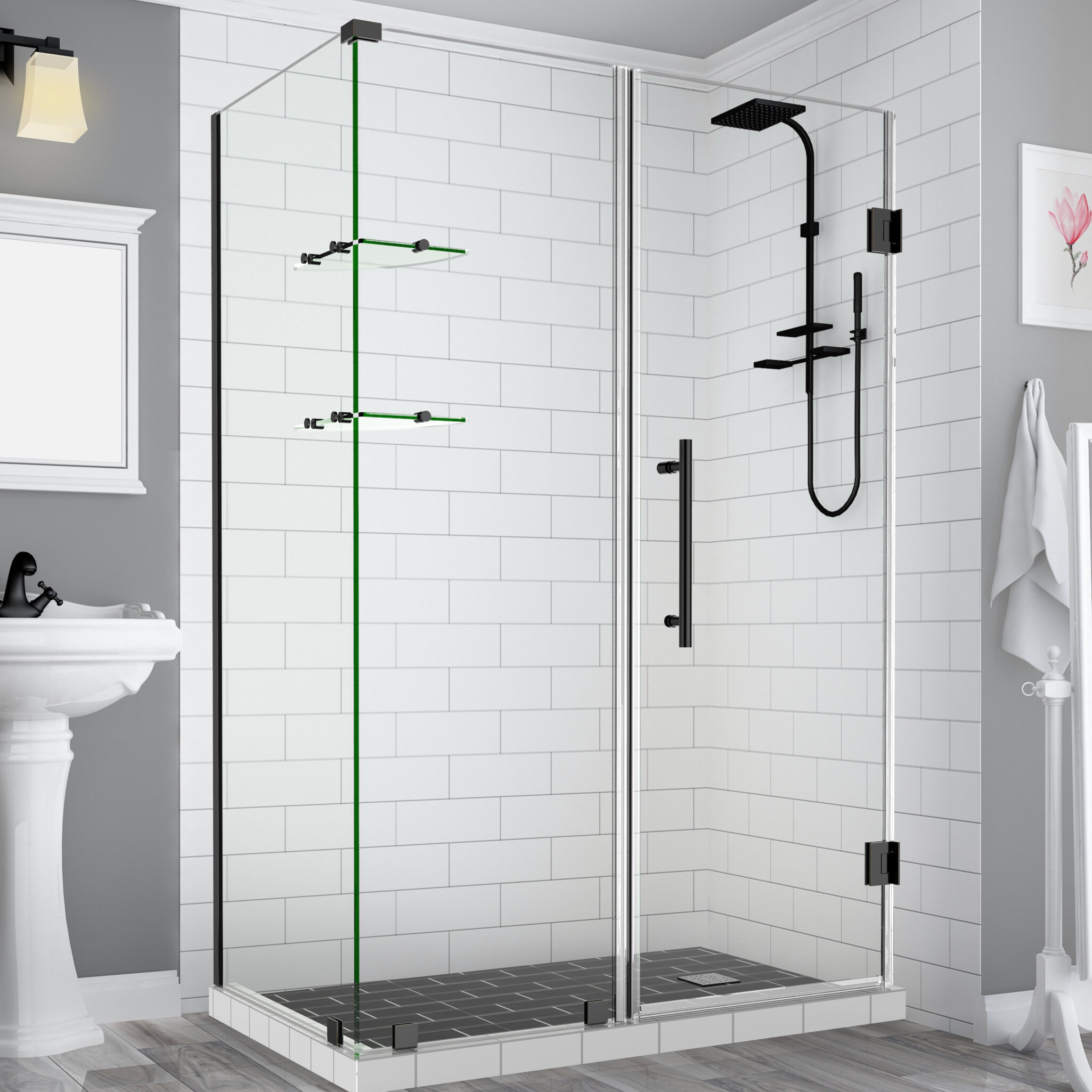 Free Standing Single Door Rectangle Shaped Bath Shower Enclosure