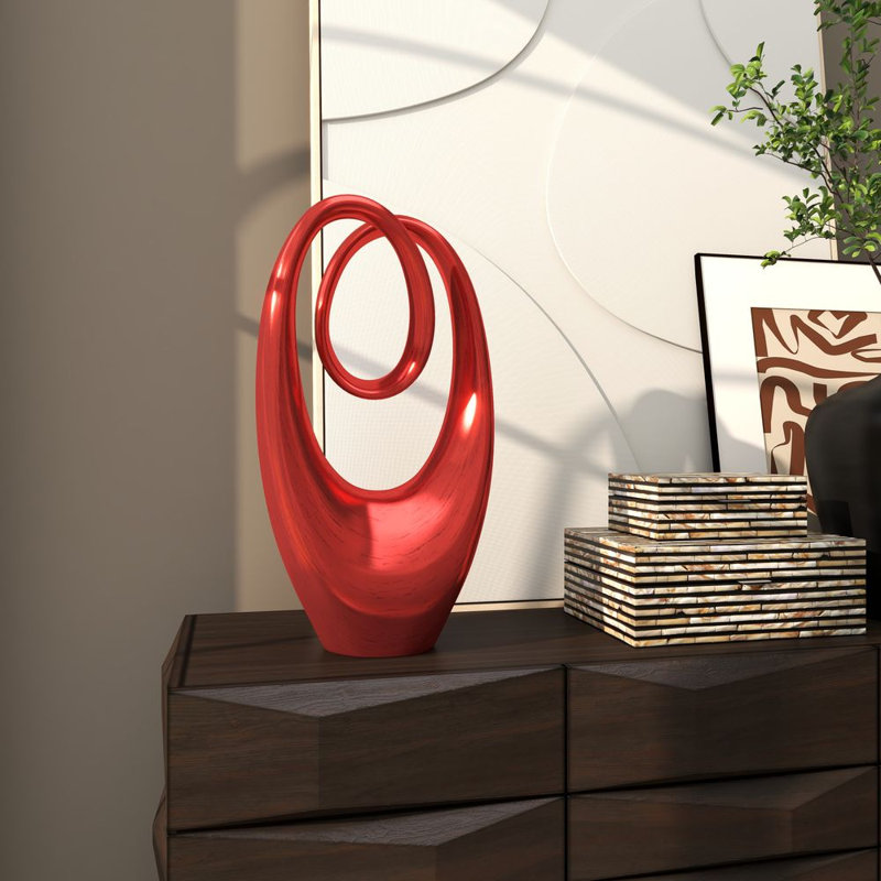 Abstract red polystone sculpture, Rouge