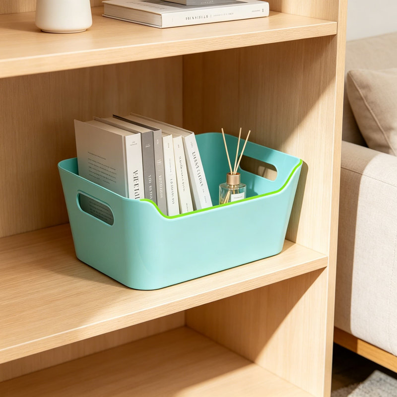 Paquet de 12 bacs de rangement en plastique de 4,5 L, paniers de rangement multi-usage pour le bureau de classe à la maison, contenants empilables pour armoire garde-manger, tablette, bleu pastel, vert, violet, rose sans couvercle