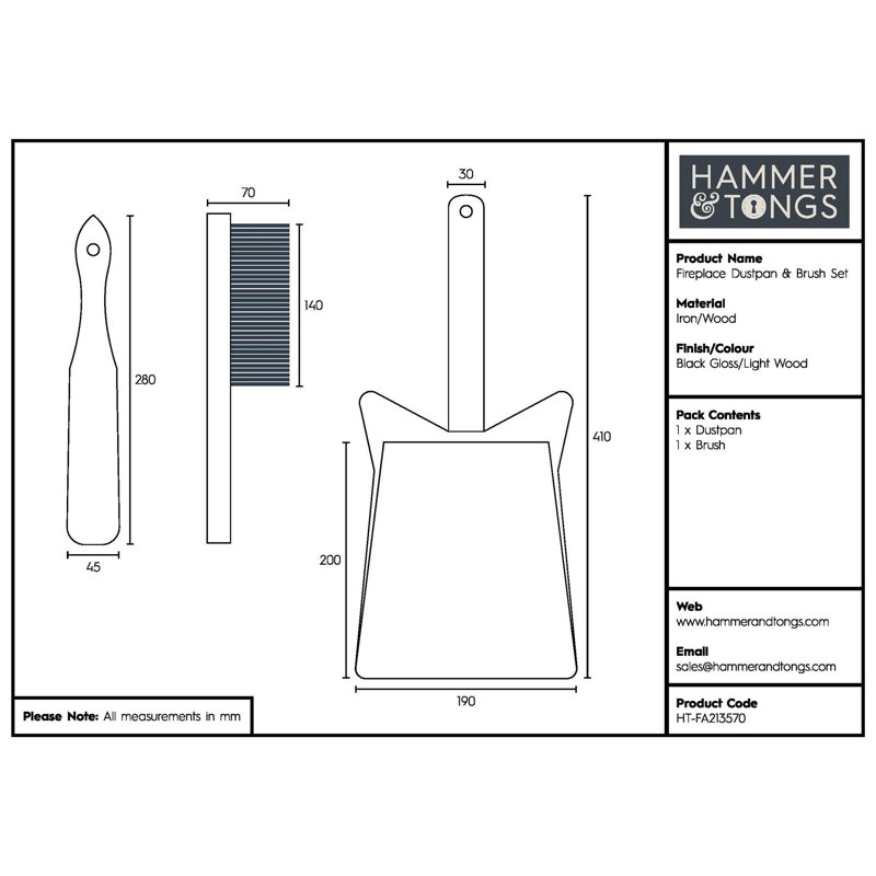 Hammer & Tongs - Fireplace Dustpan & Brush Set