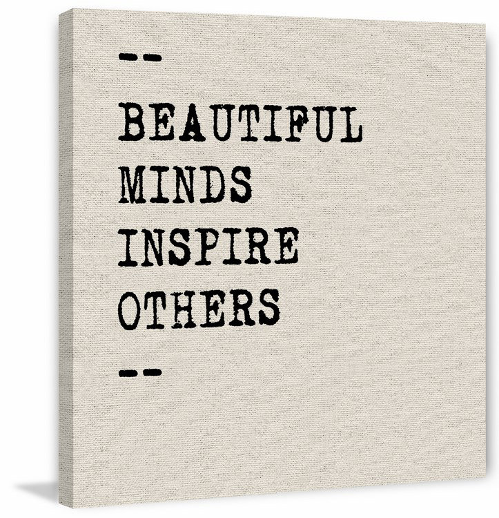 Reproduction d’art textuel sur toile « beautiful Minds inspire », H 18 po x l 18 po x P 1,5 po