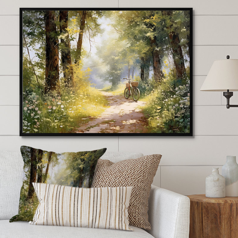Vélo serein, Piste de vélo II - Impression sur toile encadrée, H 24 po x l 32 po x P 1 po, Cadre flottant noir