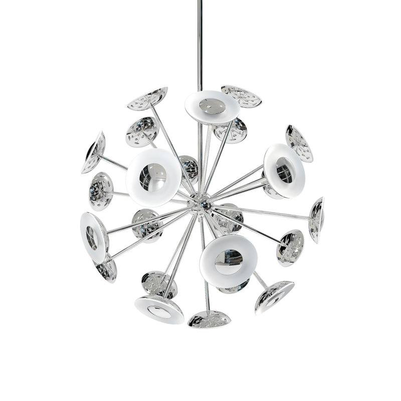 Lustre spoutnik à 24 lumières DEL Dot, Chrome poli