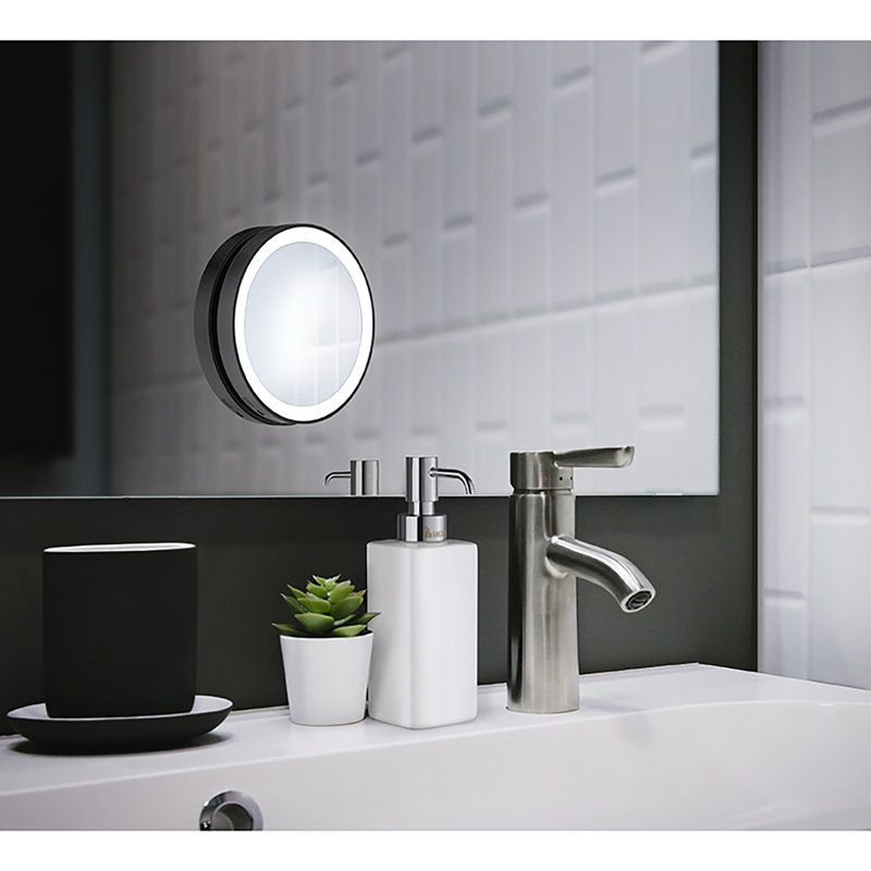 Zaelynn Round Mirror, Black
