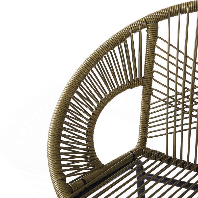 Tabouret d'extérieur en faux osier vert, ensemble de 2, Vert