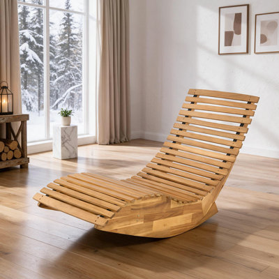 Chaise berçante d'extérieur en acacia Subrena