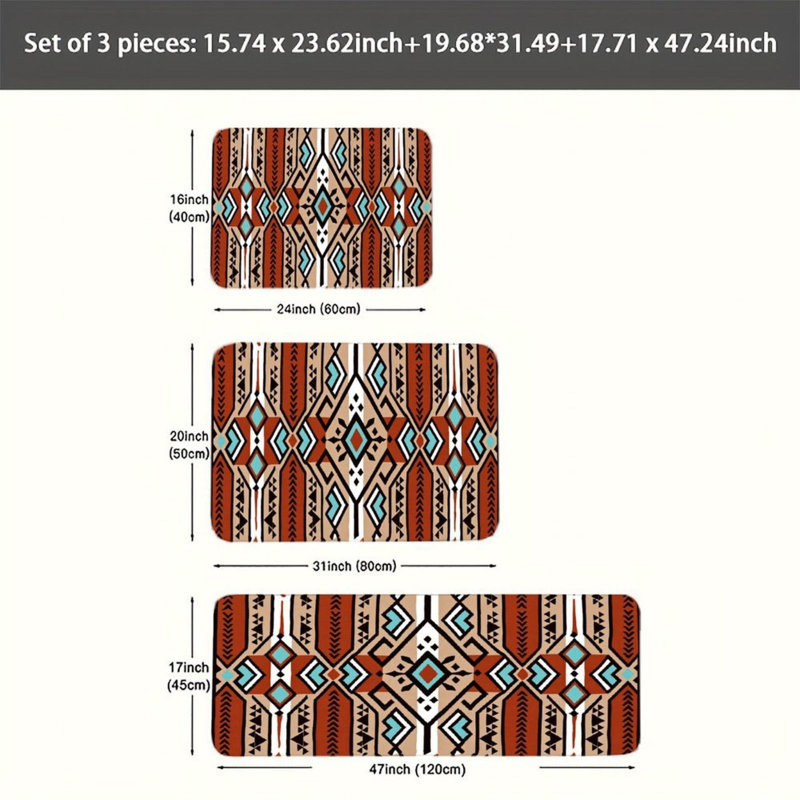 Ensemble de 3 tapis de cuisine Tribal