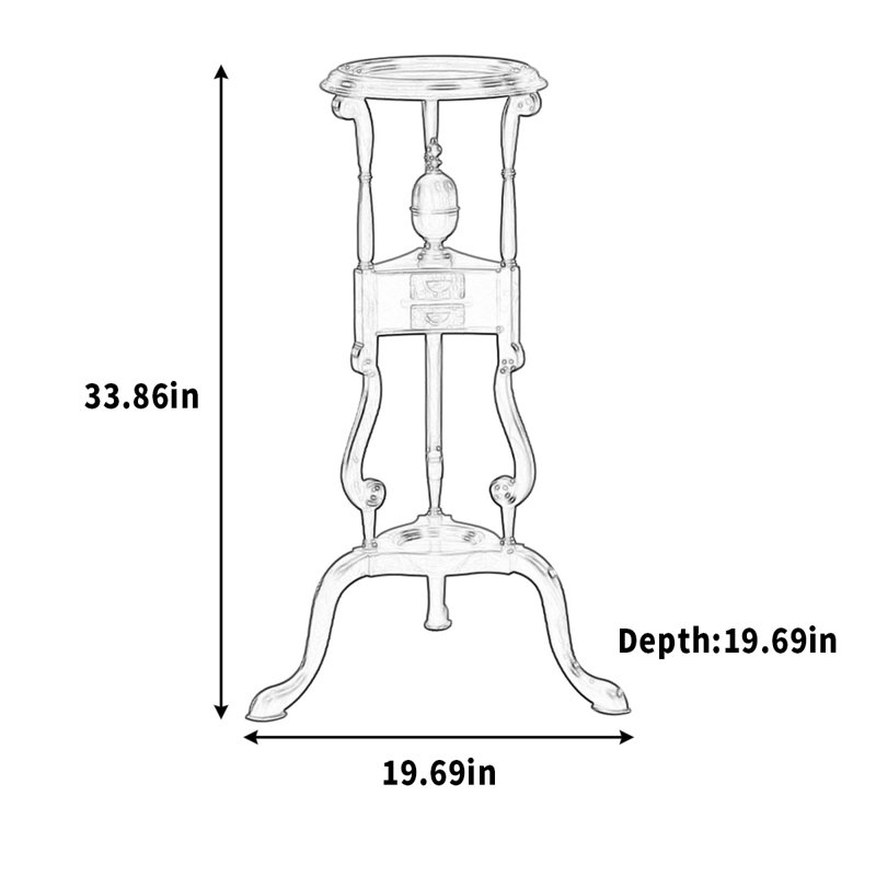 Support à fleurs trépied rond avec rangement d'extraction
