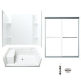 60" W x 74.75" H Frameless Rectangle Sliding Tub & Shower Kit with Towel Bar and Base Included