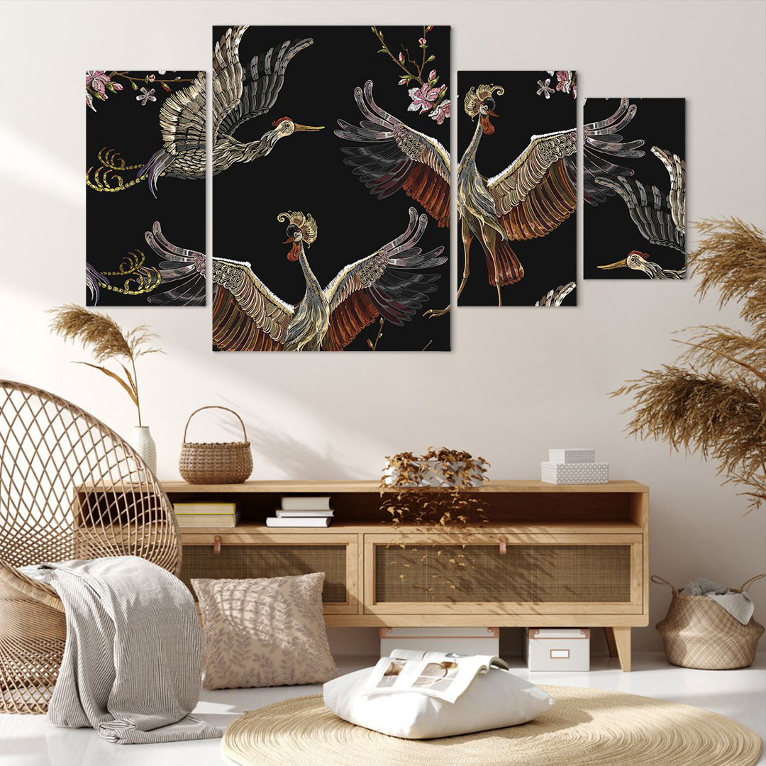 4-tlg. Leinwandbilder-Set Asian Birds Ornate