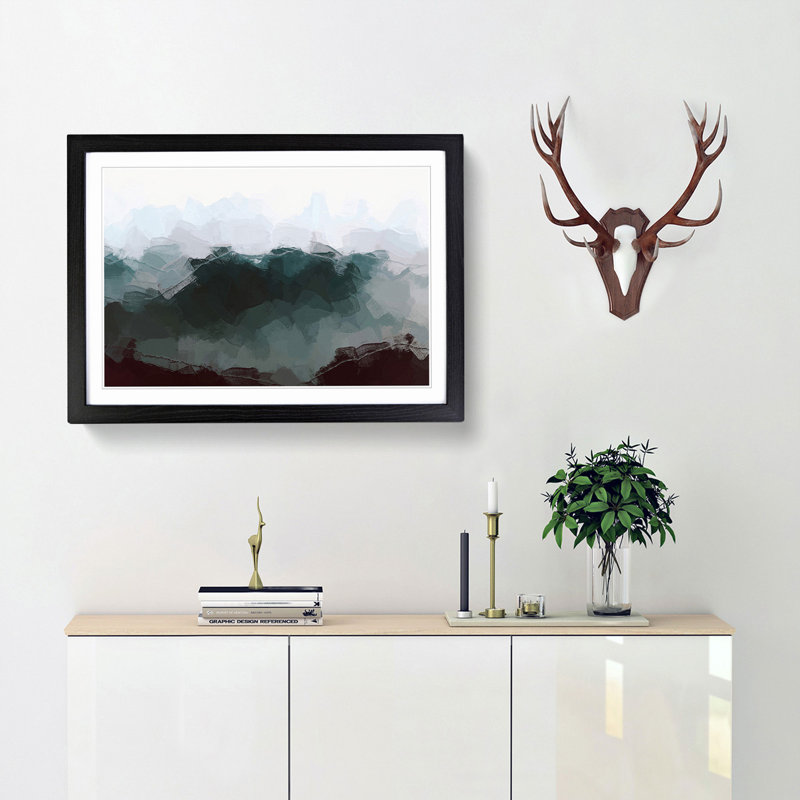 Misty Mountain Range - Picture Frame Graphic Art Print, 62cm H x 87cm W x 2cm D, Black Framed