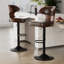 Bar Stools Set of 2 Seat Adjustable Height 62.2-85.1cm Bentwood Swivel Barstools with Back & Footrest - PU Leather Upholstered Bar Chair for Bar, Kitchen, Dining Room-522226692-529745439-529745436