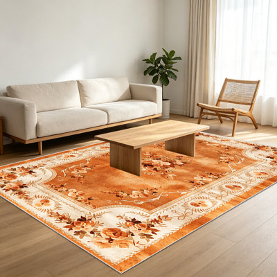 Tapis 1 pièce à motif floral pour le salon, doux et confortable, convient à toutes les saisons, facile à entretenir, tapis d'intérieur lavable à la machine, sous la table de ferme convenant à la chambre à coucher