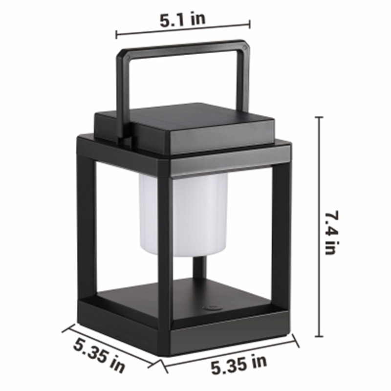 Lanterne solaire d'extérieur de 7,4 po avec lumière DEL - alimentée par pile, durable et élégante, Noir mat