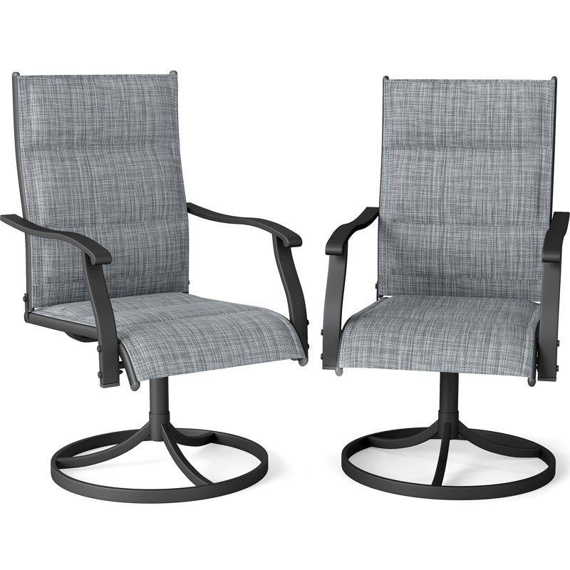 Set of 2 Outdoor Patio 360° Swivel Dining Rocking Chairs - UV Resistant, Padded PVC-coated Polyester Mesh, Rust-Proof Steel Frame, 400 Lb Capacity