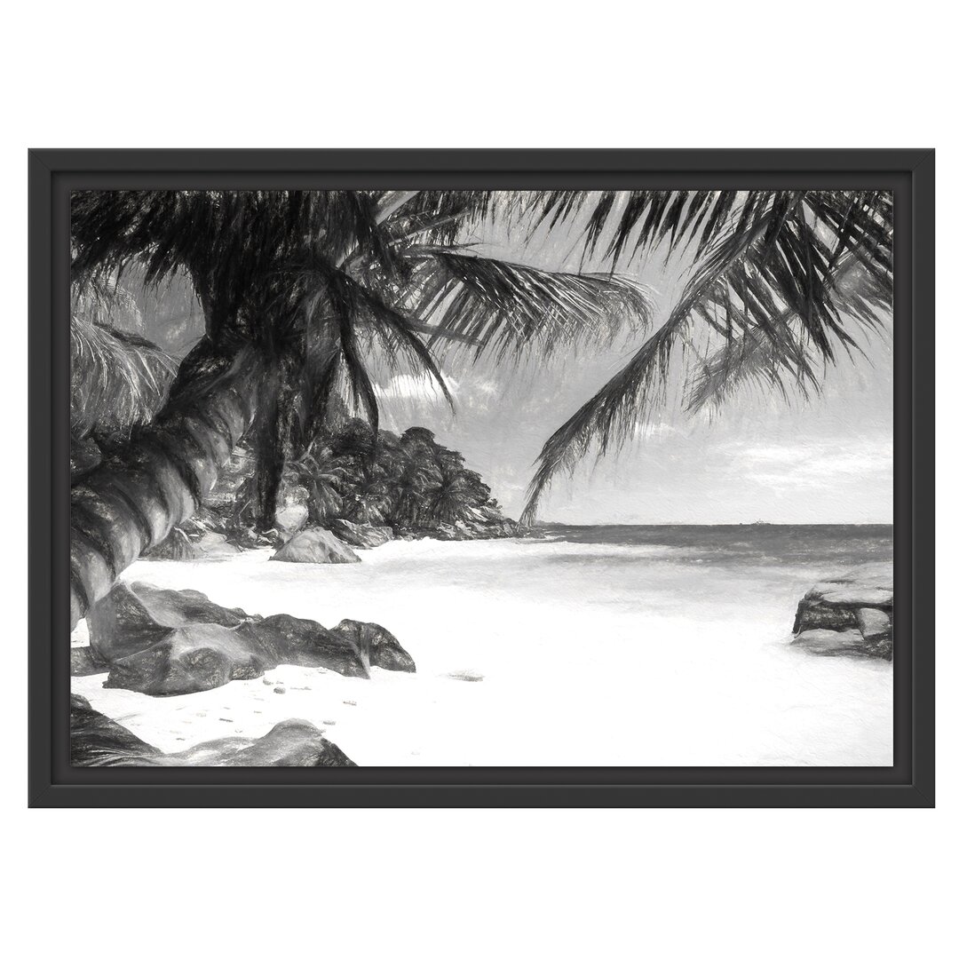 Gerahmtes Wandbild Palmenstrand Seychellen Kunst