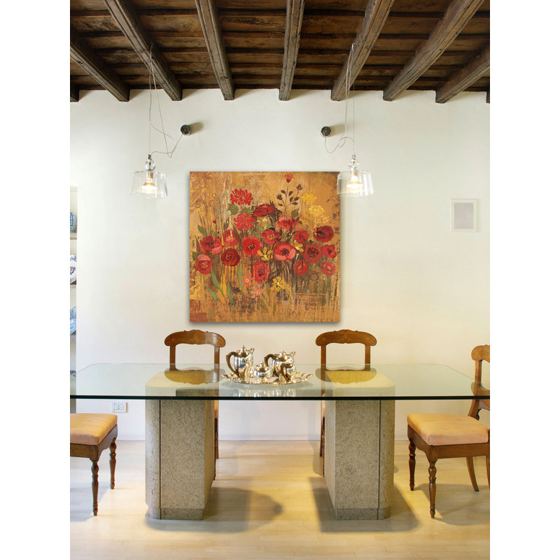 «Floral Frenzy Red VI» par Alan Hopfensperger - impression sur toile tendue, H 18 po x l 18 po x 1,5 po