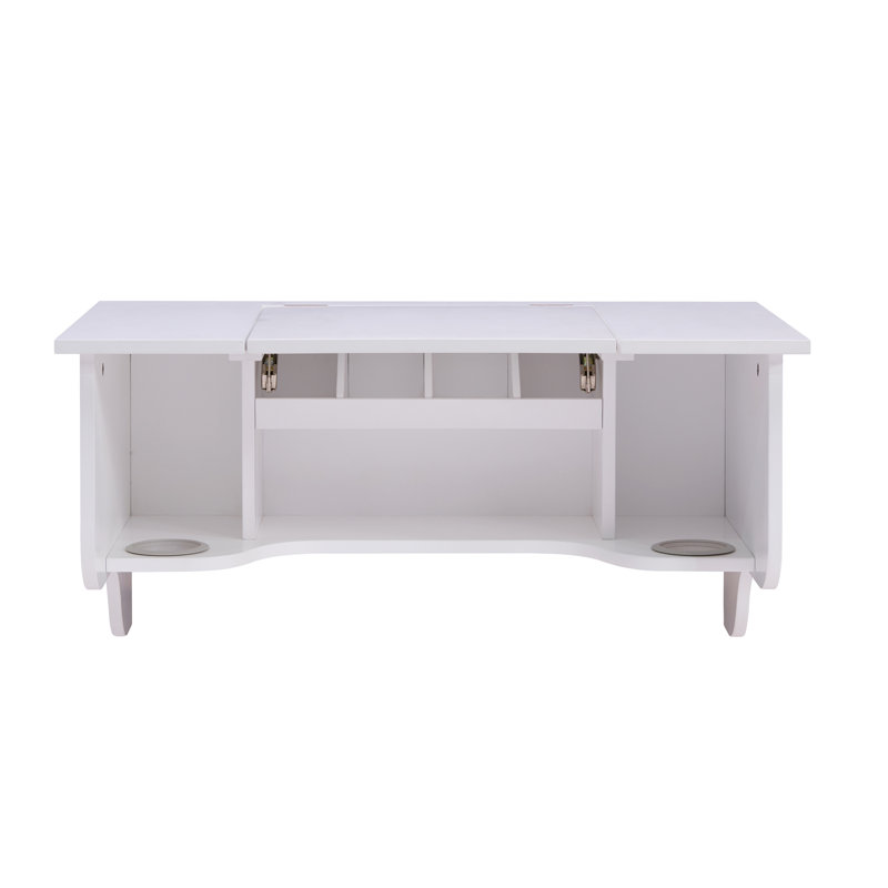 Wall Mount Ledge W/ Vanity Mirror - Transitional Style - White