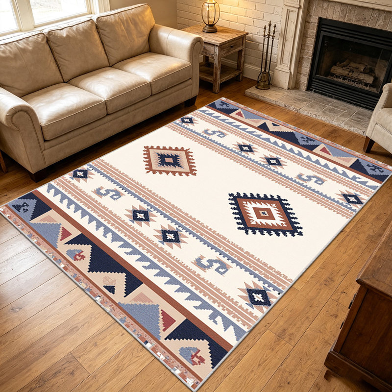 Tapis à motif géométrique 1 pièce Southwestern Aztec, Rectangle 6 pi 8 po x 10 pi