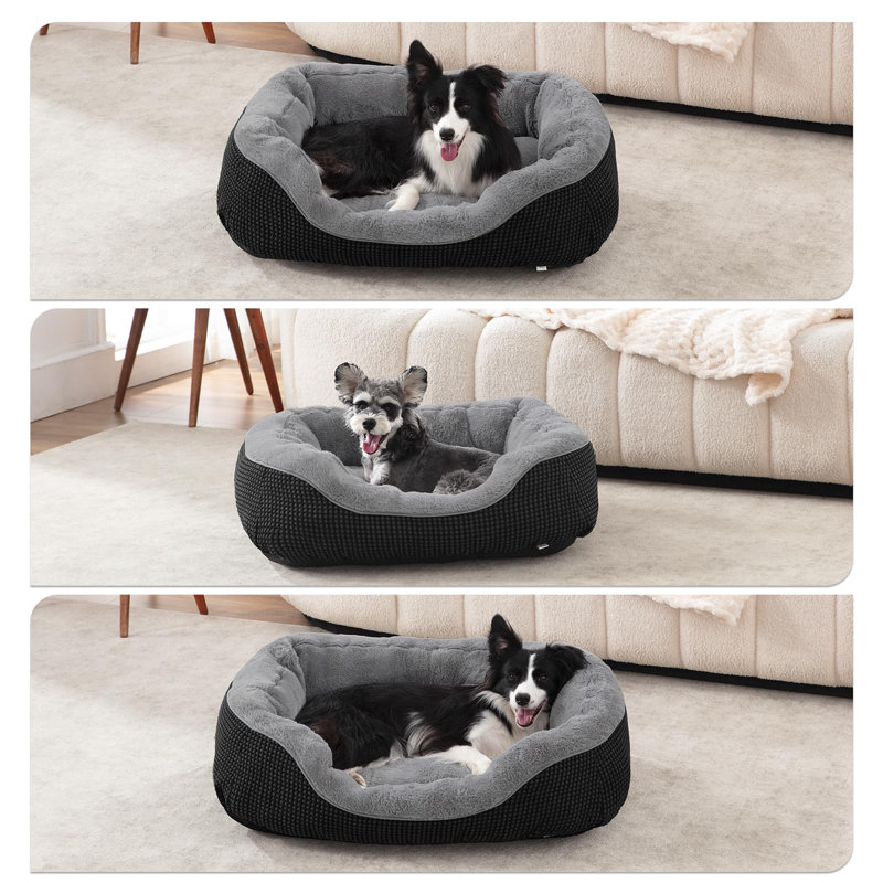 Lit pour chien de taille moyenne, réchauffement orthopédique, sommeil apaisant et durable avec fond antidérapant, noir, Noir