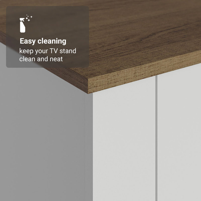 Latitude Run® Meuble télé et armoire de rangement à 3 portes avec garde-manger pour appareils multimédias